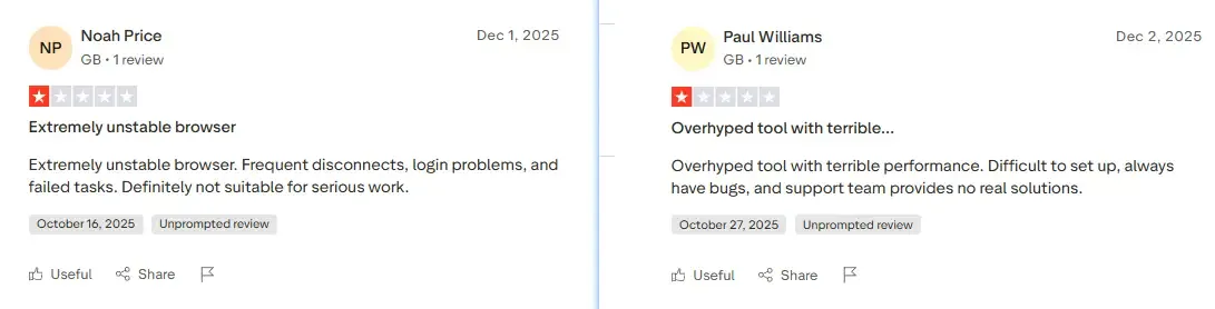 Negative Reviews of AdsPower on Trustpilot