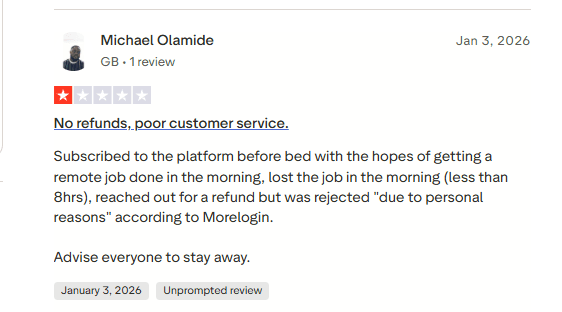 MoreLogin Trustpilot Reviews