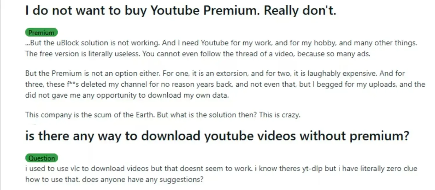 Many People on Reddit Want to Download YouTube Videos for Free