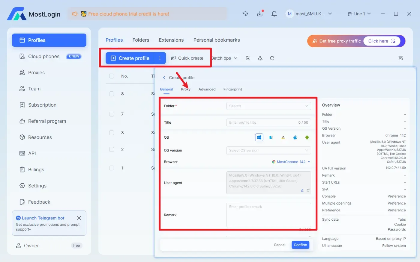 Создание среды MostLogin