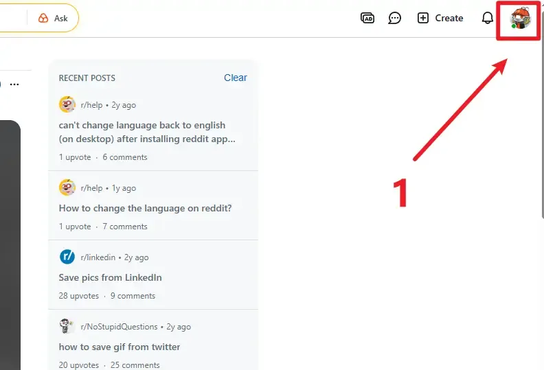 Изменение языка в веб-версии: нажмите на аватарку в правом верхнем углу