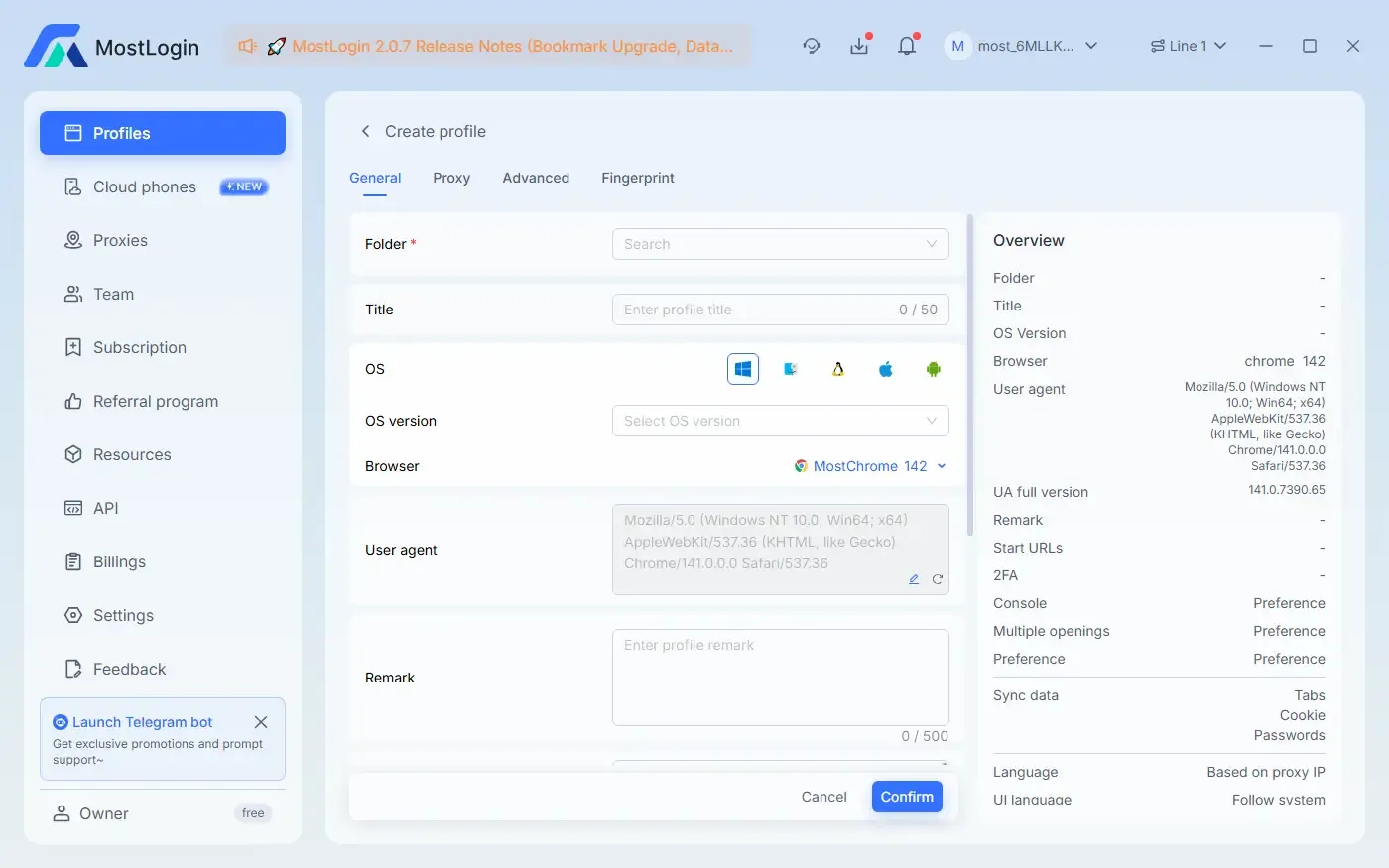 Create Clone Browser Profile