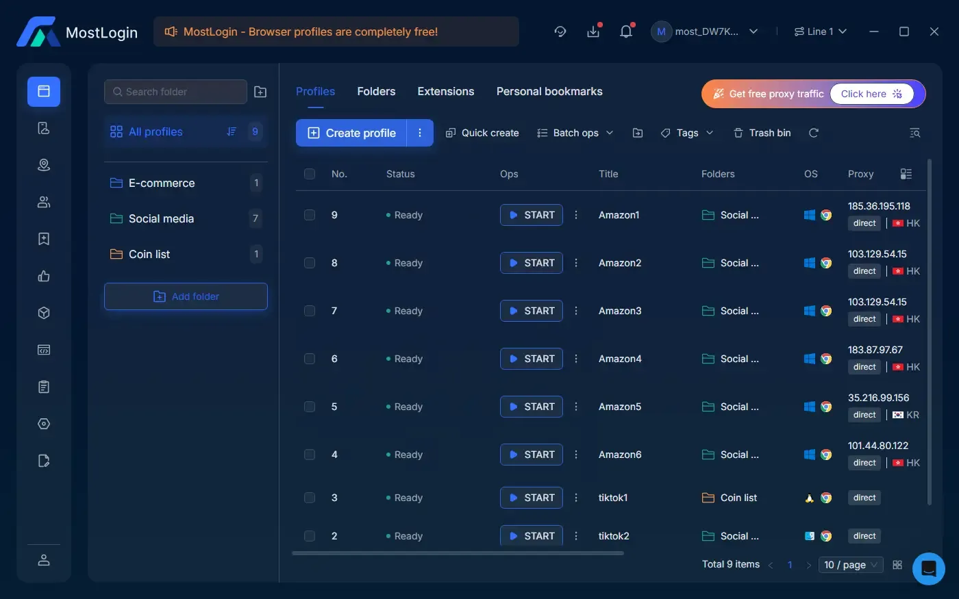 进入 MostLogin 浏览器环境列表