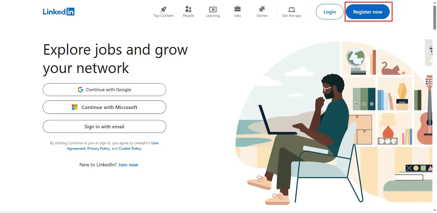 Главная страница LinkedIn