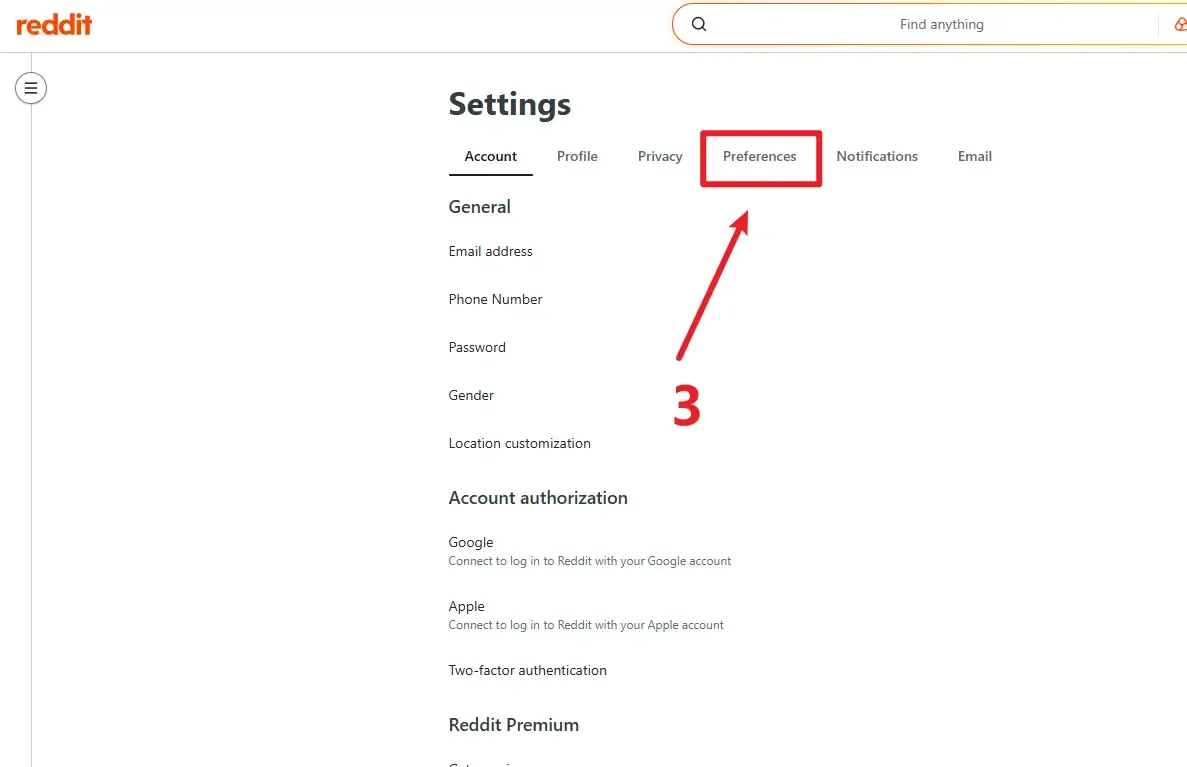Перейдите в раздел Preferences