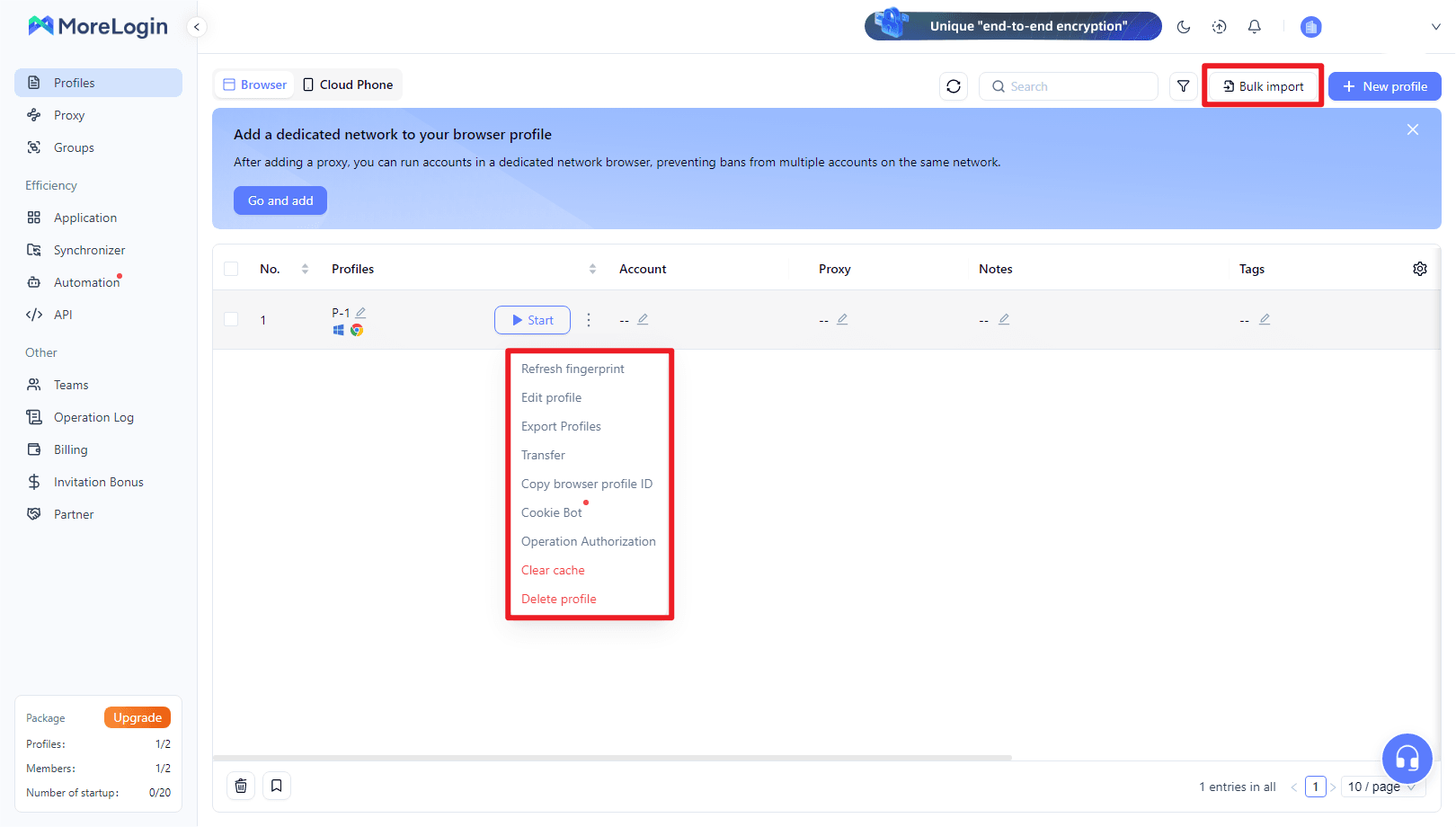 MoreLogin Has Low Efficiency in Profile Creation