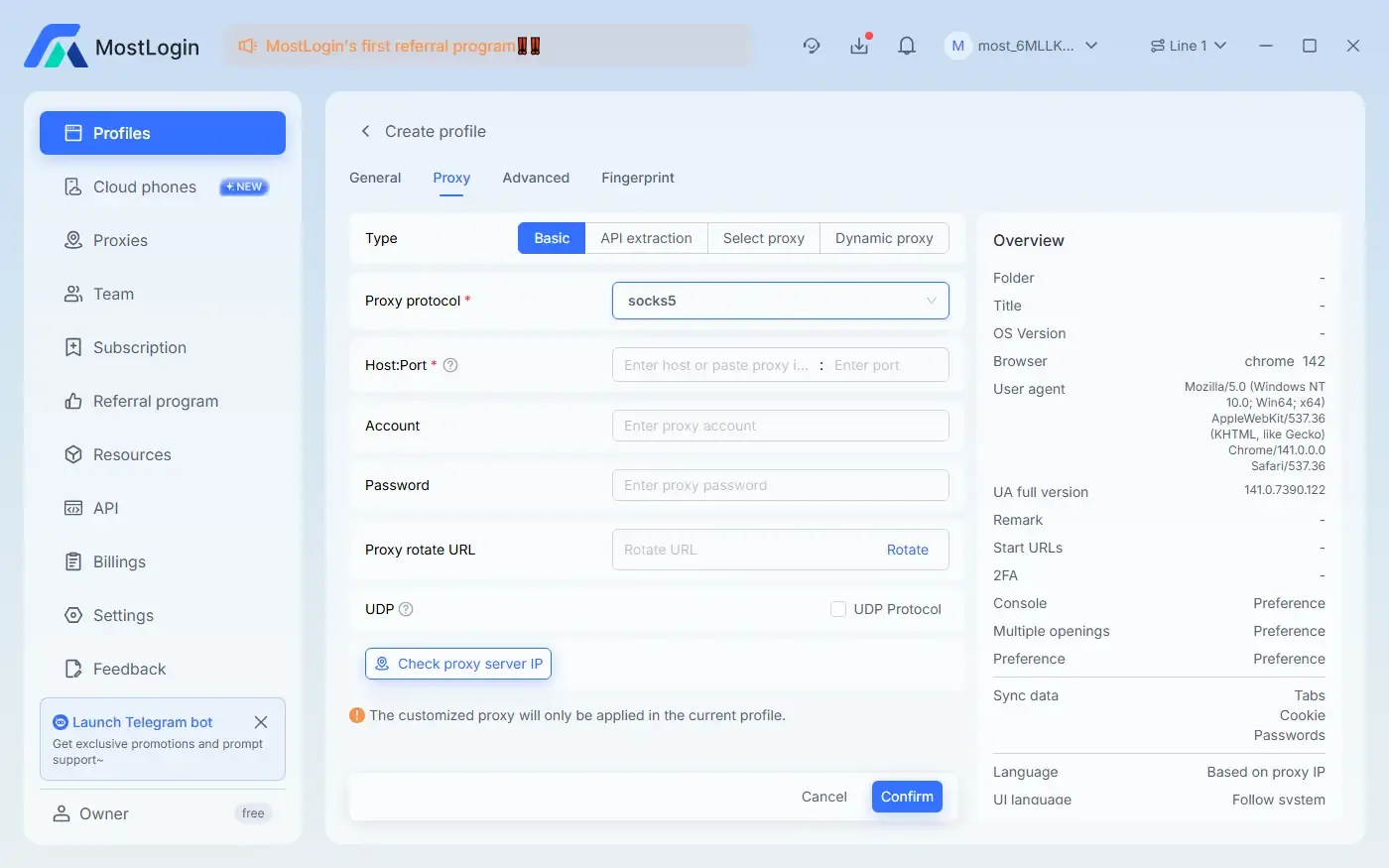 MostLogin Anti-Detection Browser Proxy Function Is Free