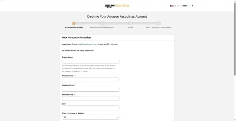 Заполните личные данные, такие как имя, адрес, почтовый индекс и т.д.