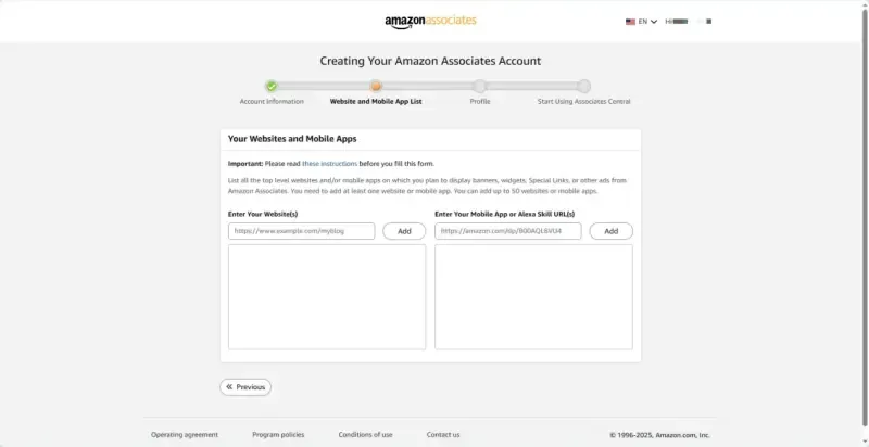 Добавьте сайты или приложения, которые вы планируете использовать для маркетинга — можно добавить несколько ресурсов