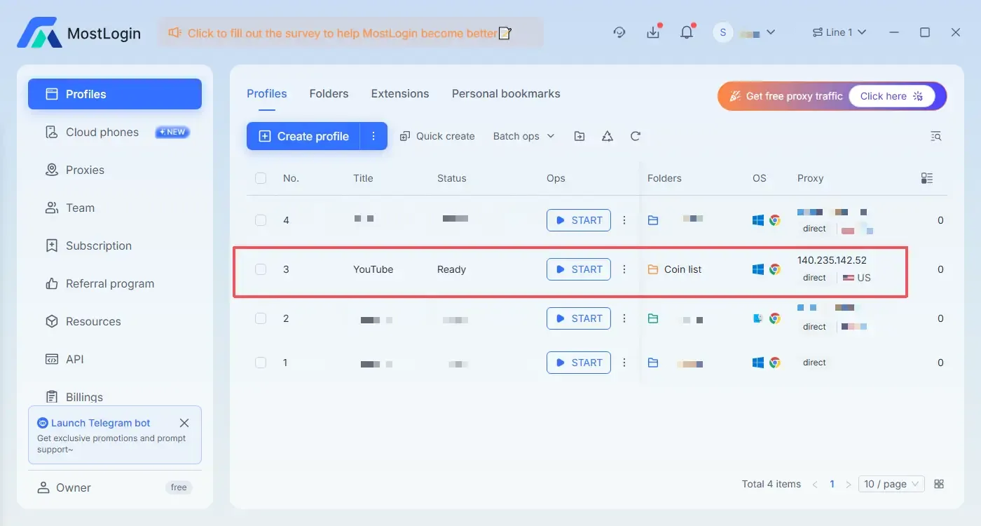Click START to launch new environment