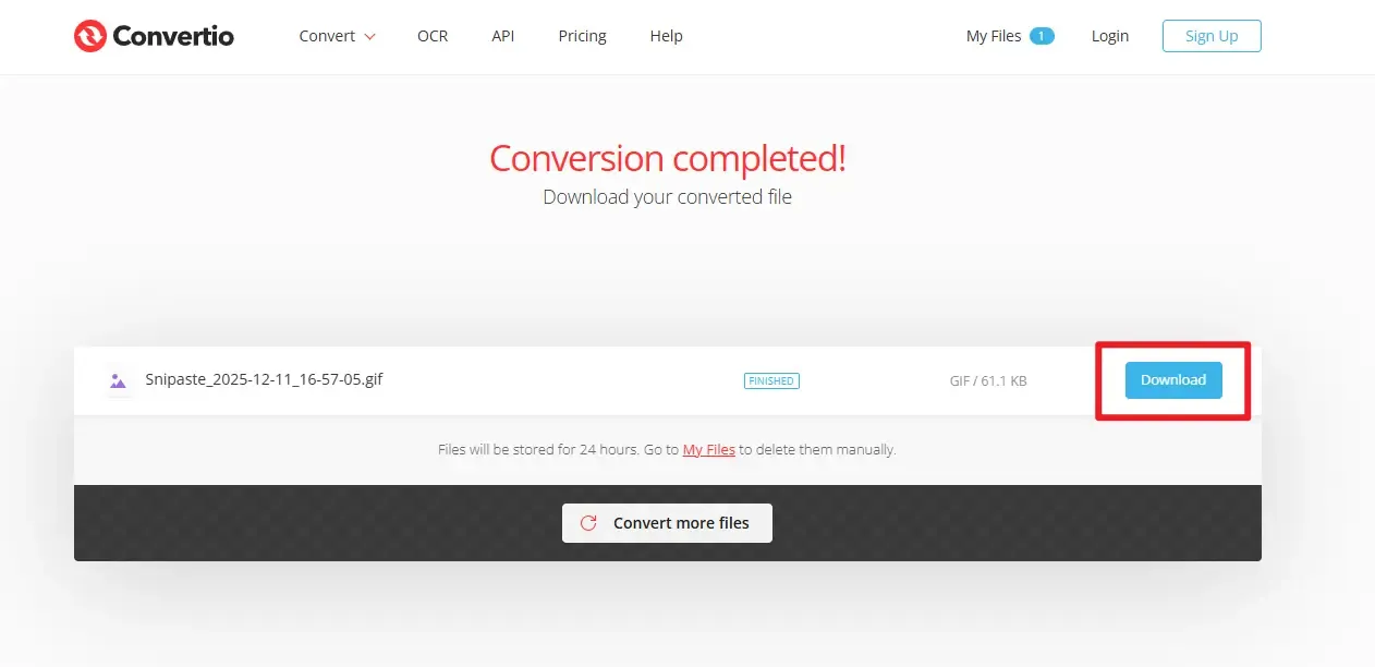 Загрузка готового GIF-файла