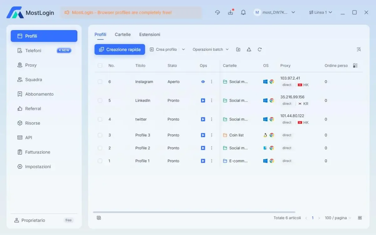 Browser Anti-Rilevamento MostLogin