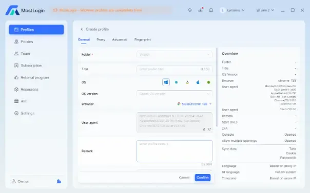 Edit browser environment