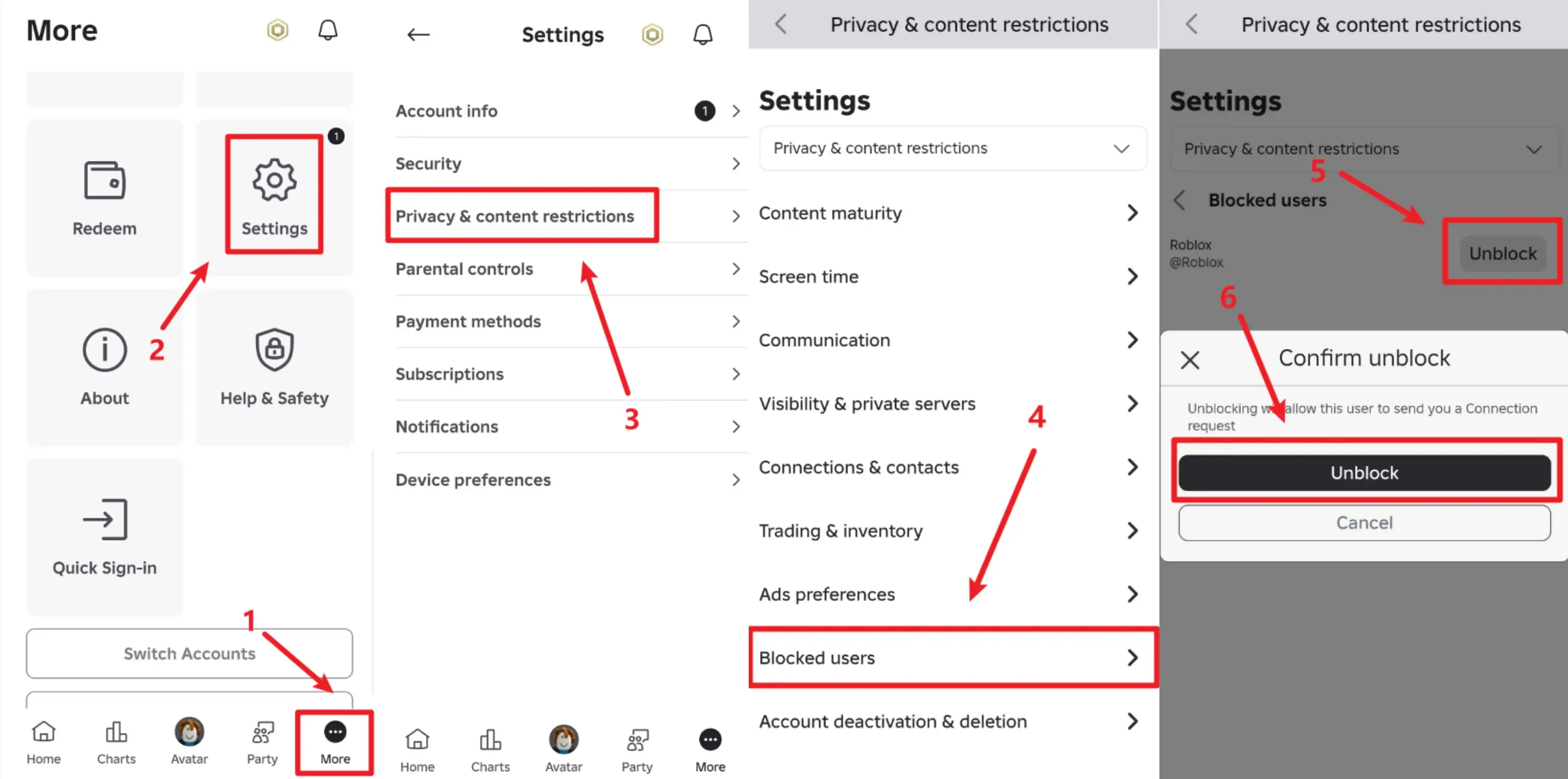 Robloxモバイル版 ブロック解除チュートリアル