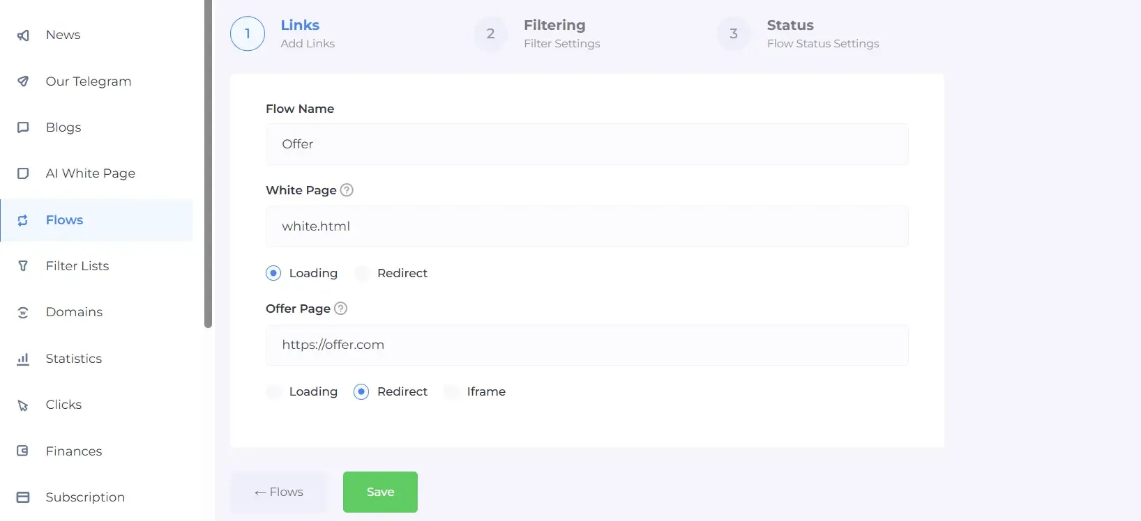 configure flow in CloakingHouse user interface.webp