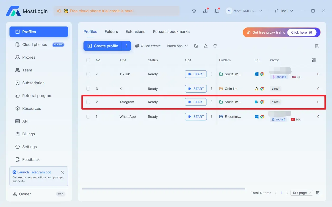 MostLogin Multi-Account Browser can run multiple instances of Telegram Web