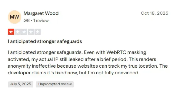 Đánh giá chung của người dùng Multilogin trên Trustpilot còn thiếu sót