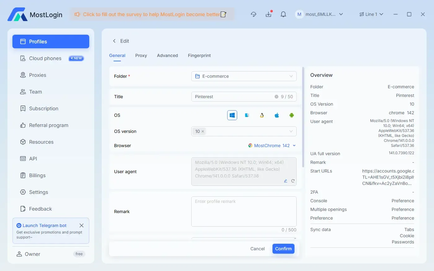 mostlogin反检测浏览器给Pinterest设置独立窗口