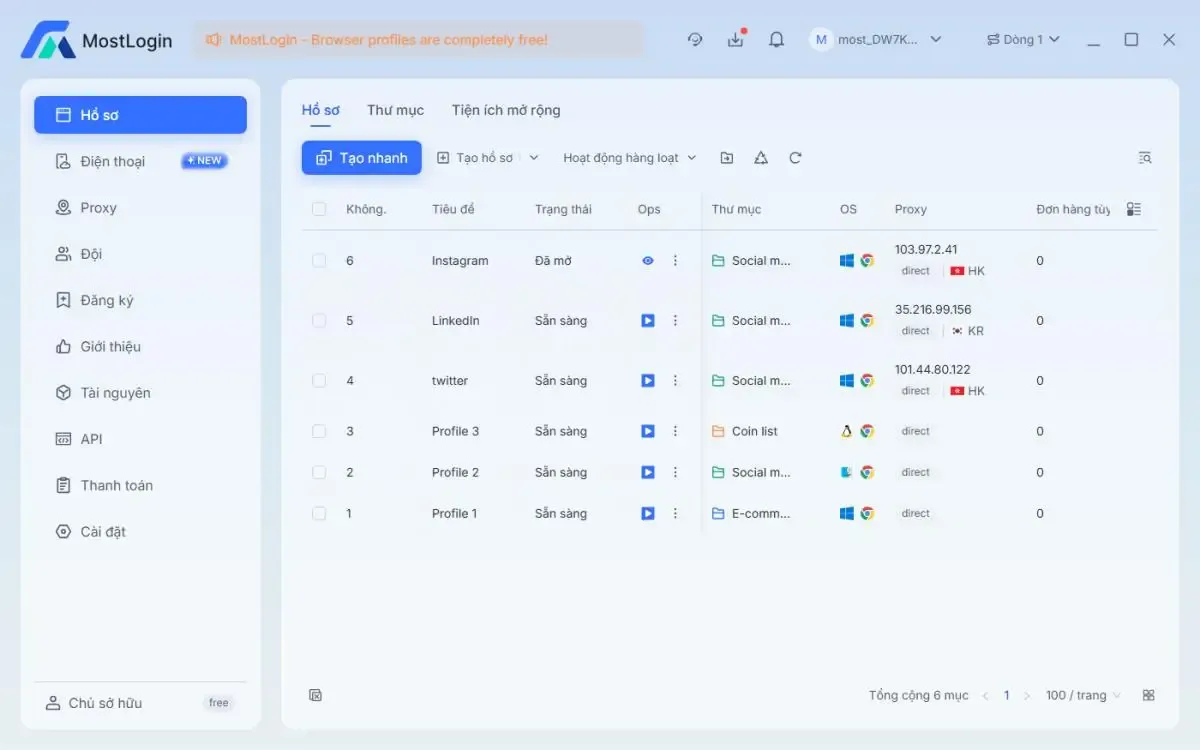 Trình duyệt Chống Phát hiện MostLogin