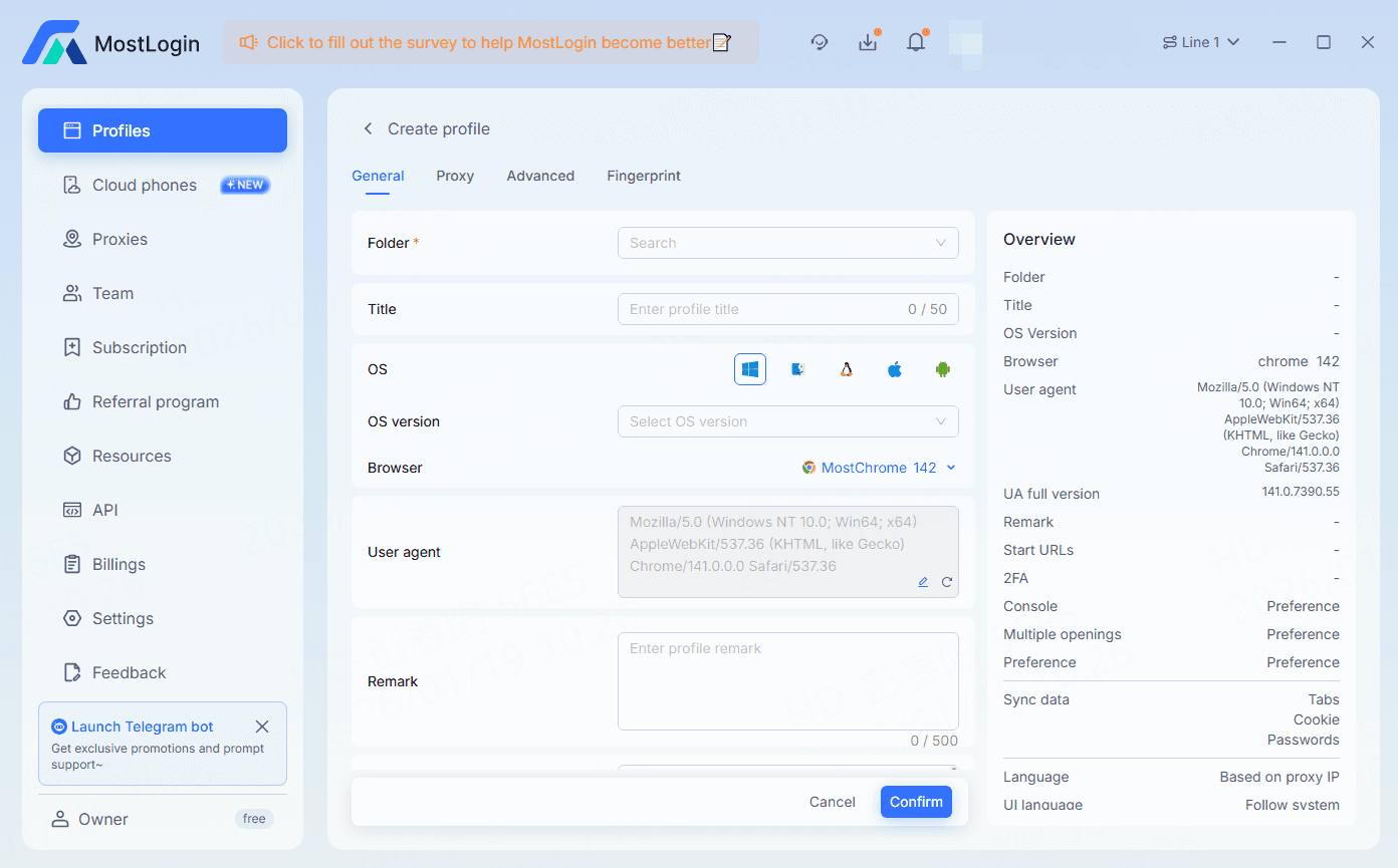 configure proxy in MostLogin screenshot