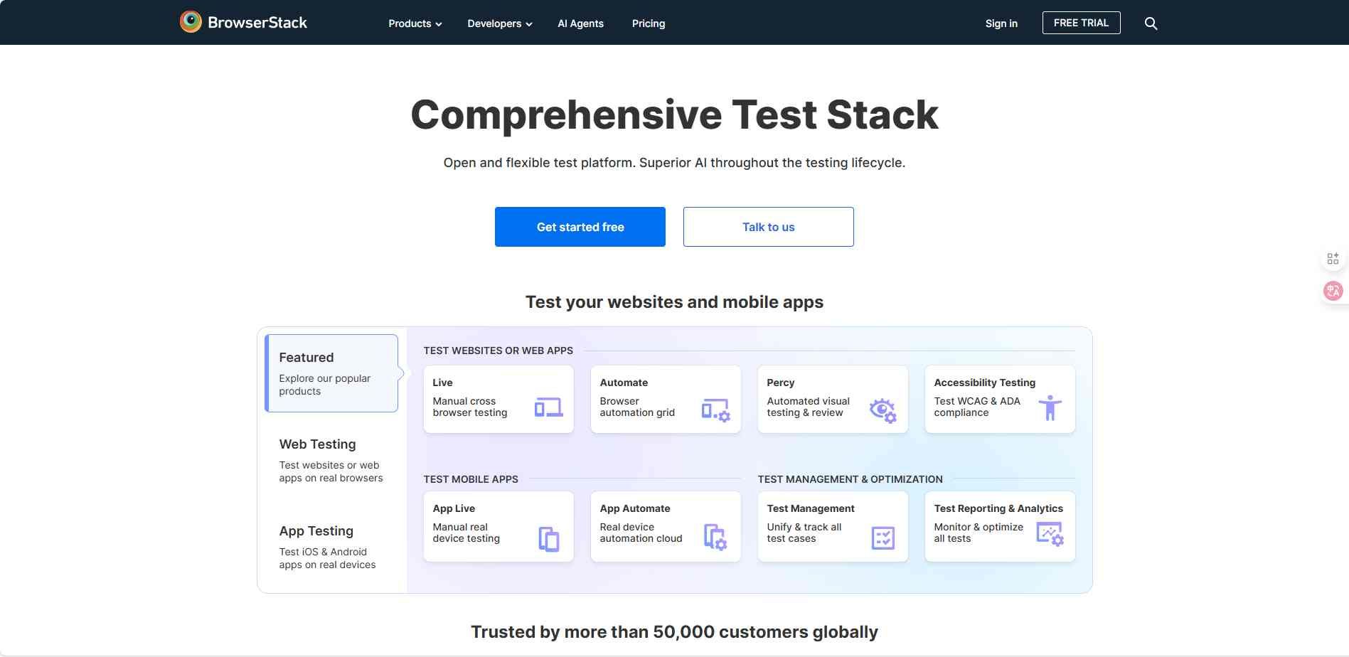 browserstack官网截图