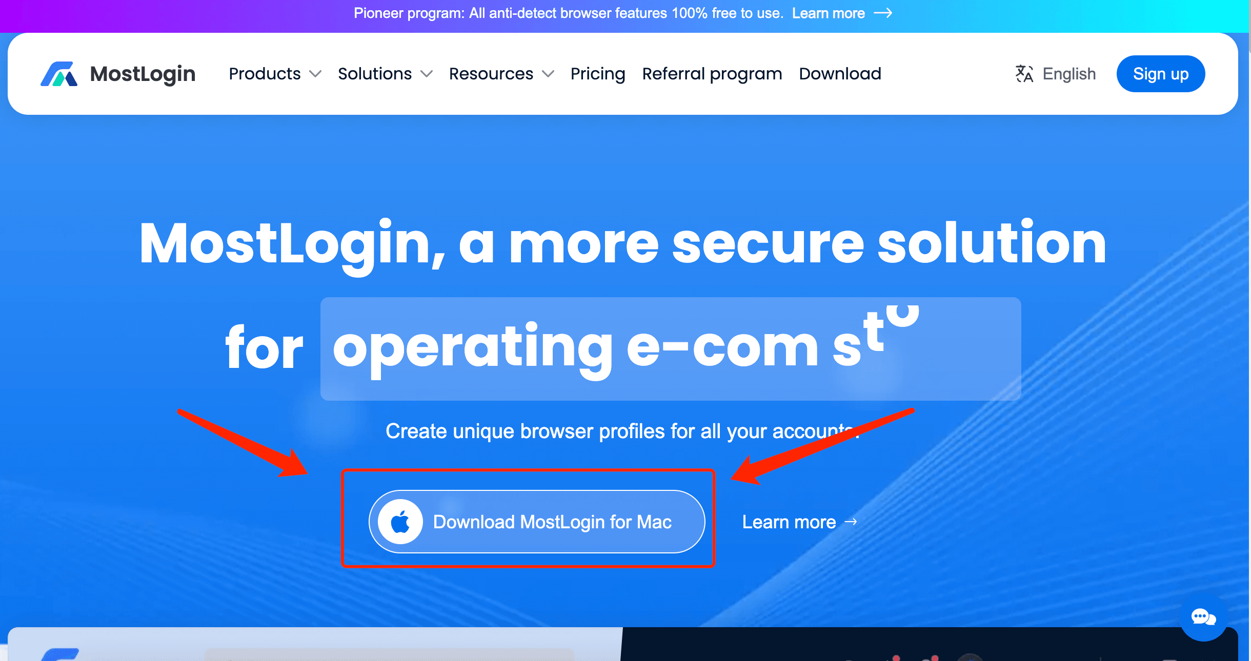 Mostlogin's official website
