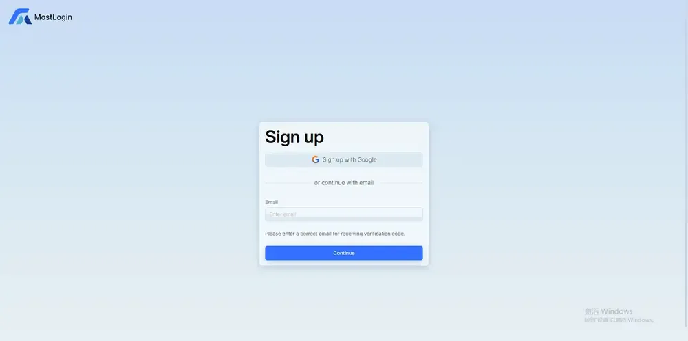 Sign up for MostLogin