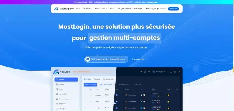 Navigateur à empreinte numérique MostLogin