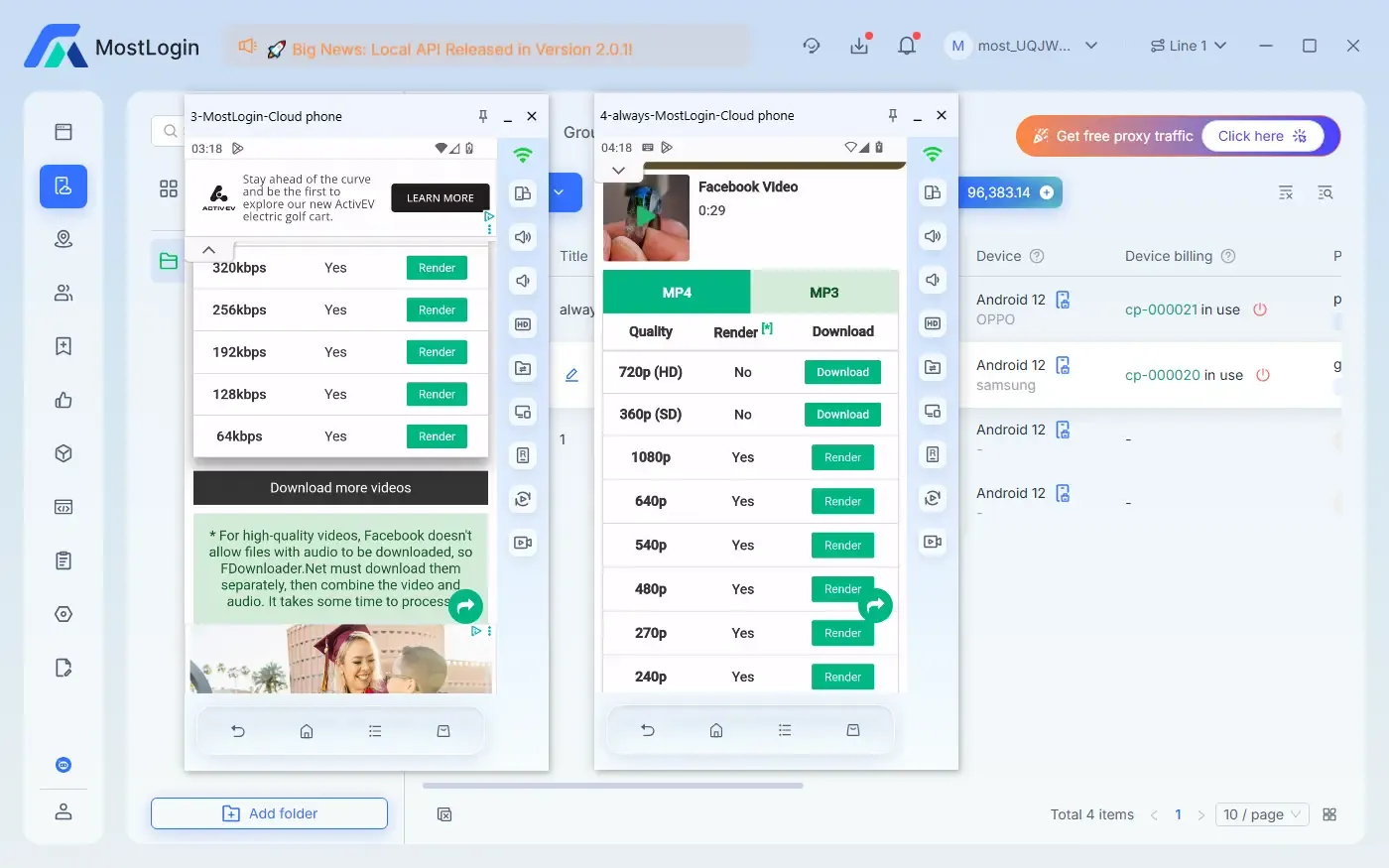 Tải Video Facebook với Tính năng Điện thoại Đám mây MostLogin