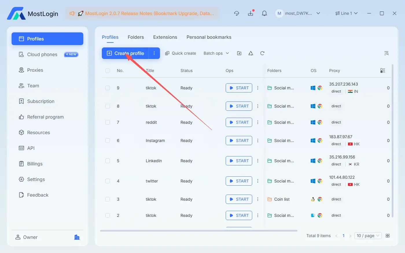 Tạo nhiều Hồ sơ MostLogin