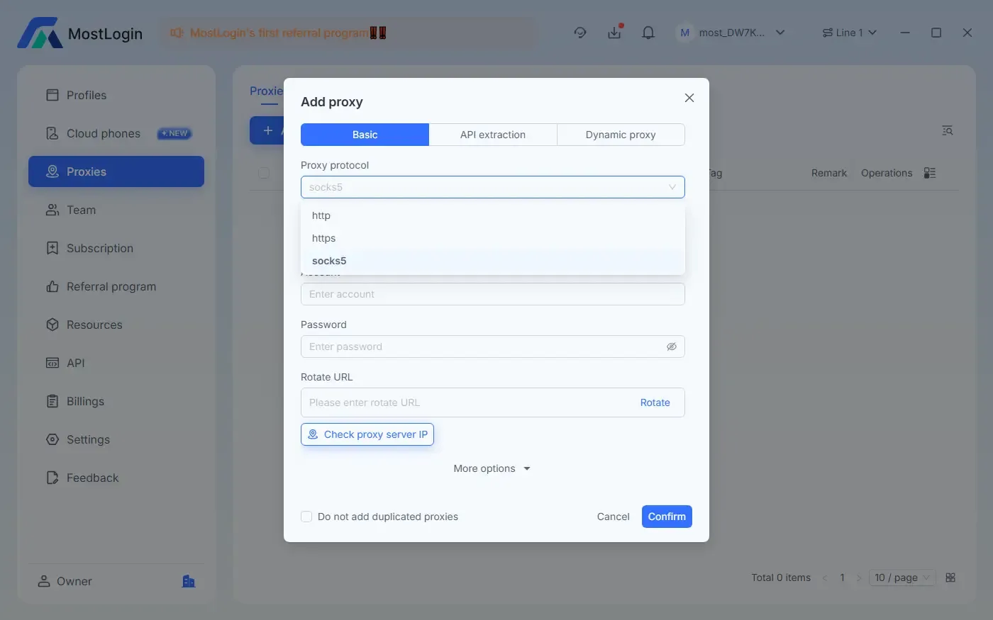 Liên kết Proxy IP