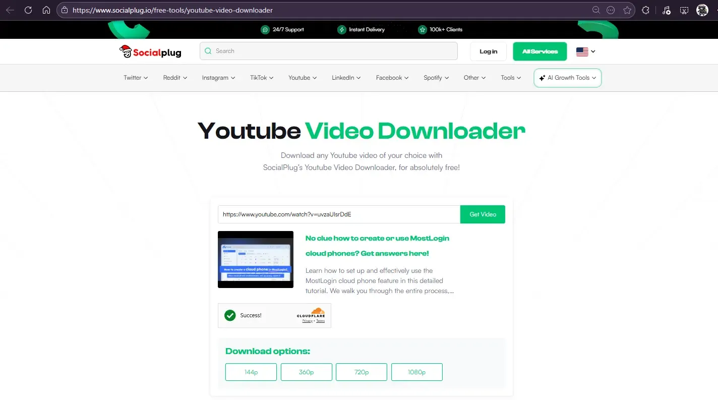 Socialplug YouTube Video Downloader