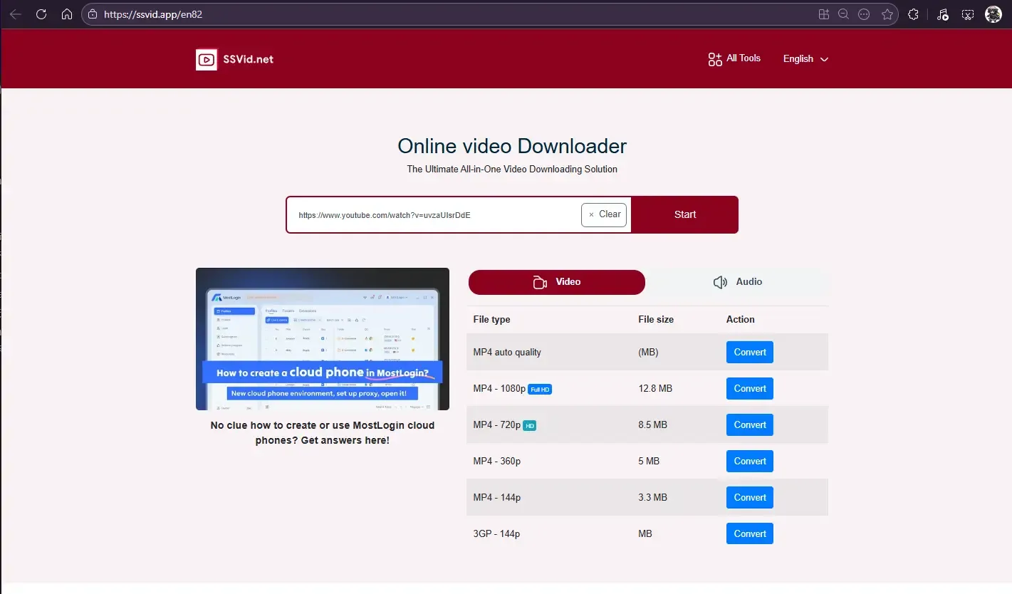 ssvid YouTube Video Downloader