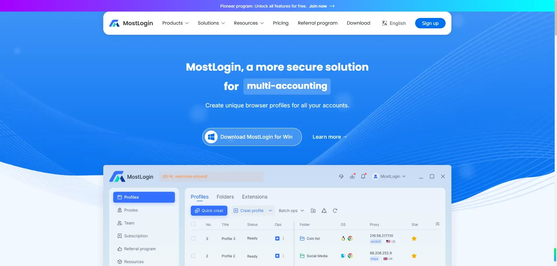 MostLogin, a professional fingerprint browser